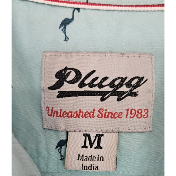 Plugg Mens Light Blue Medium Flamingo All Over Coastal Nautical Preppy Travel - Picture 3 of 11